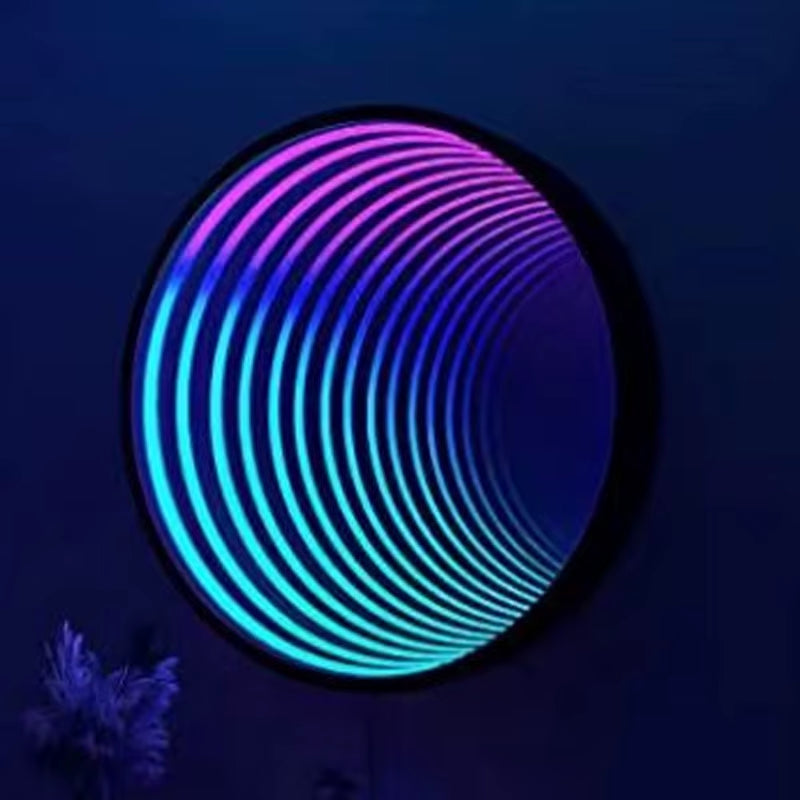 Custom Mirror Logo 3D Sign LED Square round Mirror Infinite Mirror Acrylic Neon Light Thousand Layer Abyss Mirror Decor Bedroom