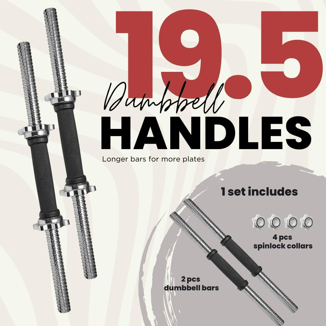 Standard Dumbbell Handles, 1 Inch Dumbbell Handles, Adjustable Dumbbells Handles 1 Inch Pair Fit Weight Plate 1 Inch - Multiple Options 14 to 24 Inch